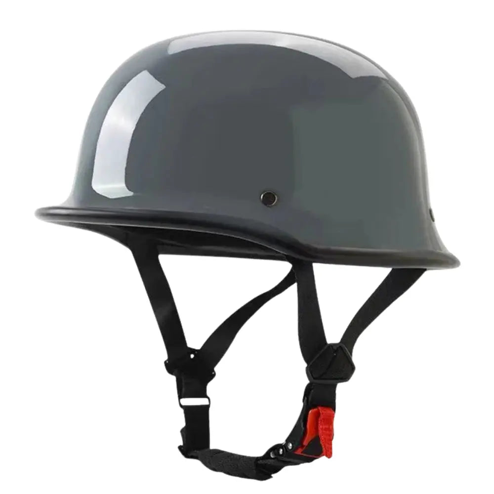 Casque moto vintage gris style biker allemand