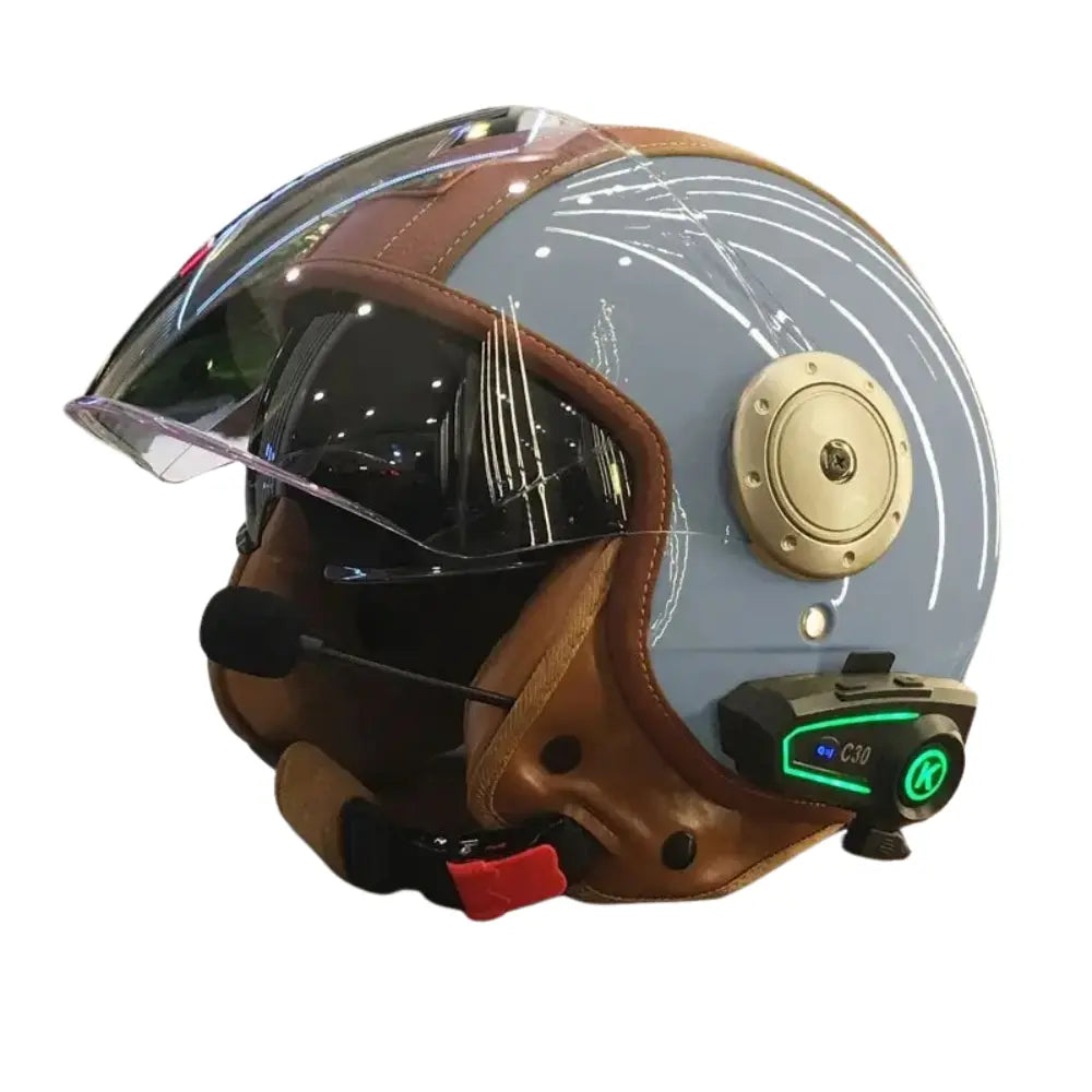 Casque moto vintage bluetooth